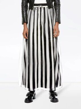 NWOT Alice + Olivia Dixie Striped Drawstring Waist Silk Long Skirt S $577